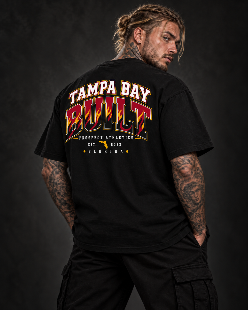 Tampa Bay Built Fire Oversized Heavyweight T-Shirt by Prospect Athletics