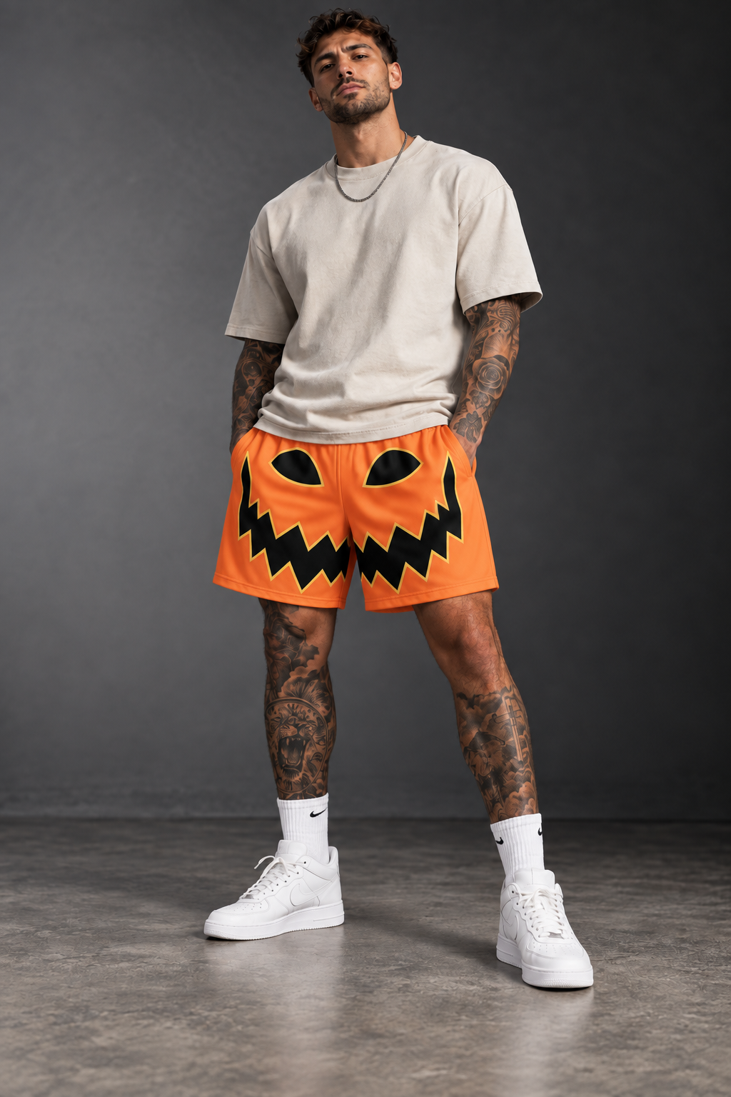 Pumpkin King Unisex Athletic Long Shorts (6")