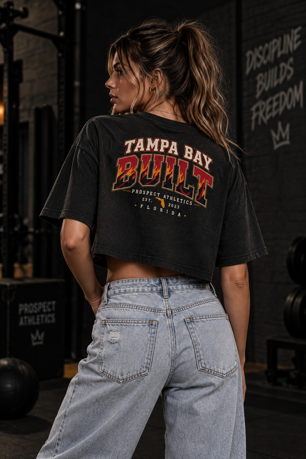 Tampa Bay Built Flame Women's Cropped T-Shirt