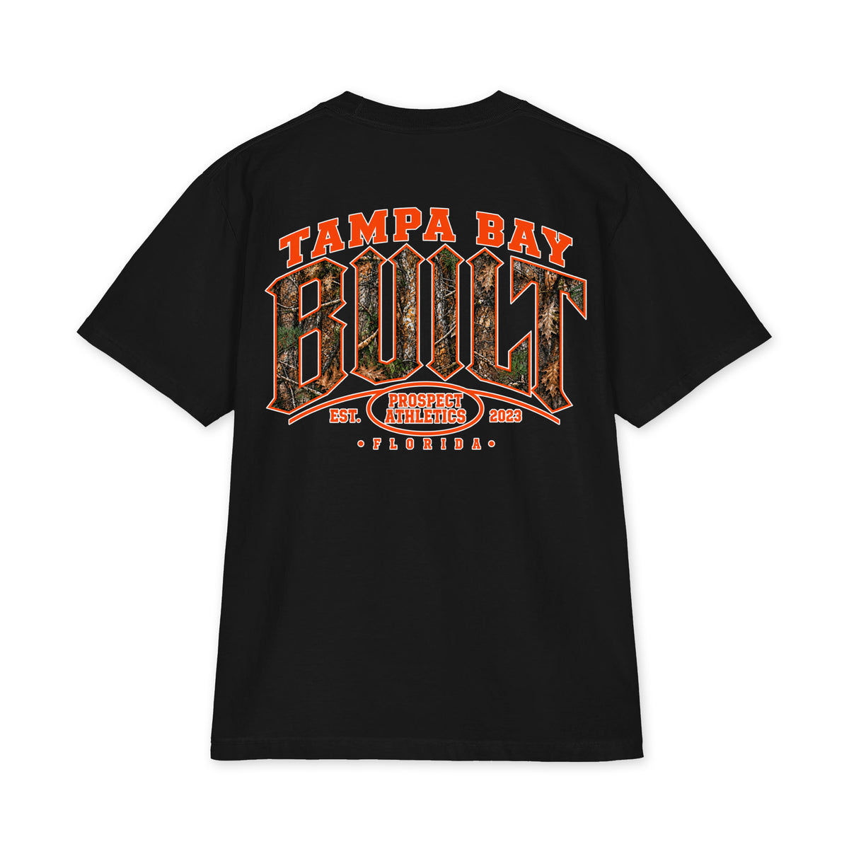 Tampa Bay Built Camo Oversized Heavyweight T-Shirt - black back view