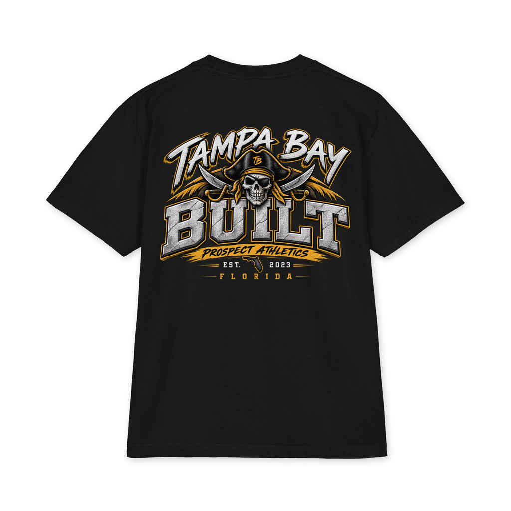 Tampa Bay Built Pirate Oversized Heavyweight T-Shirt - black back view