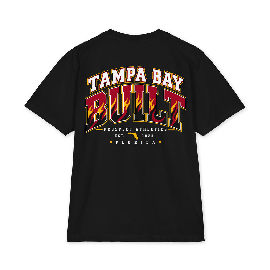 Tampa Bay Built Fire Oversized Heavyweight T-Shirt - black back view