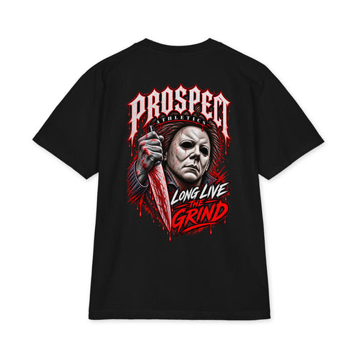 Boogeyman Horror Oversized Heavyweight T-Shirt - black back view