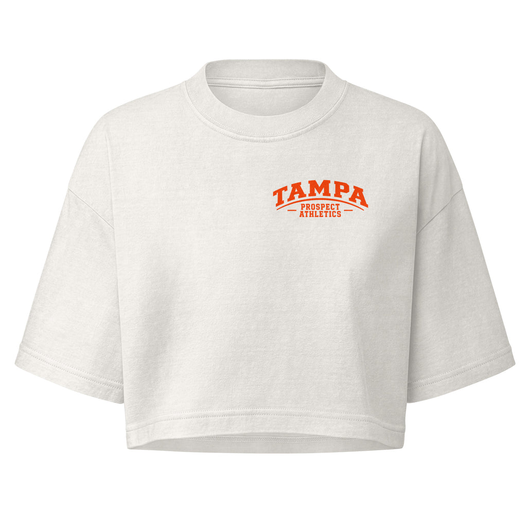 Tampa Bay Built Camo Women's Cropped T-Shirt - vintage white front view
