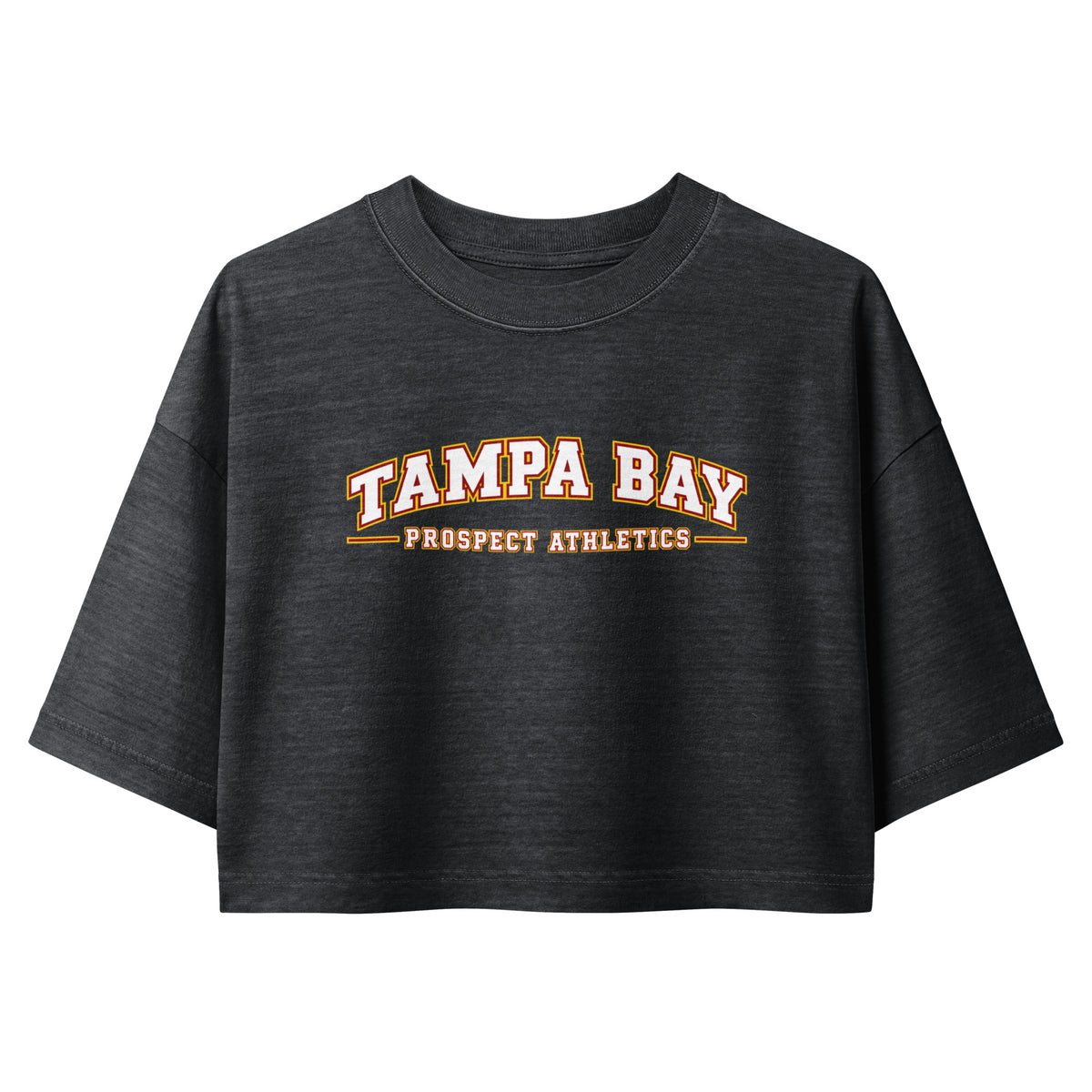 Tampa Bay Built Flame Women's Cropped T-Shirt - washed black front product view